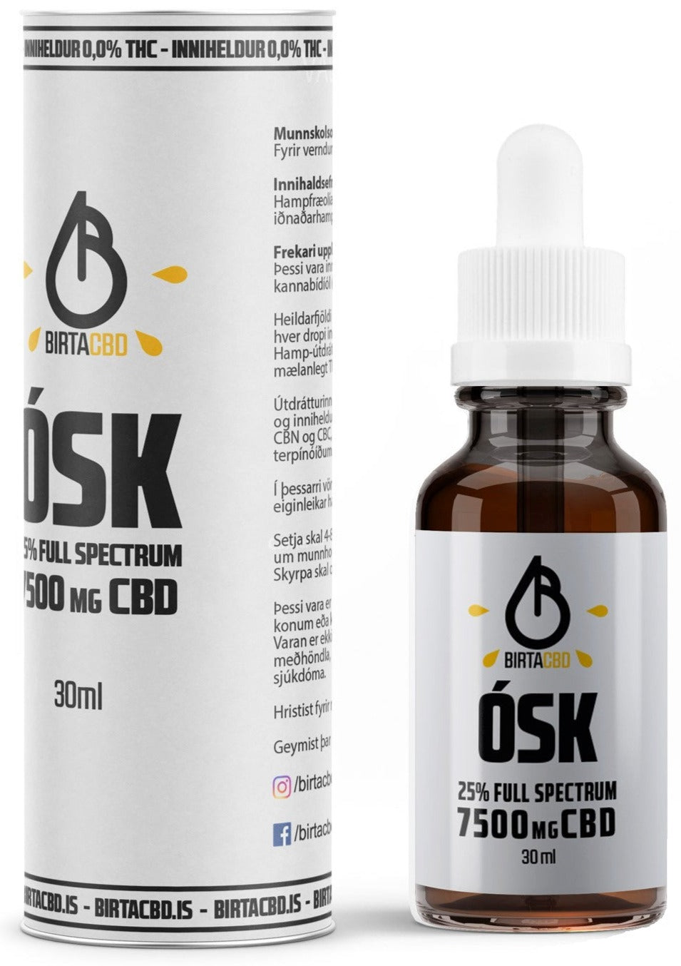 Stór ÓSK - 7500mg - 25% Full Spectrum CBD olía